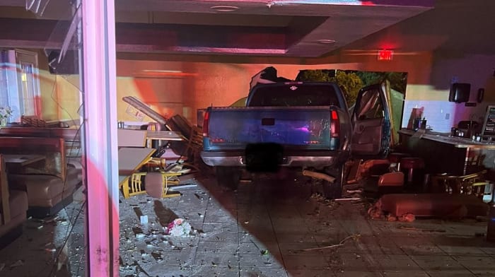 Pickup truck crashes through The Sand Bar Café in New Smyrna Beach