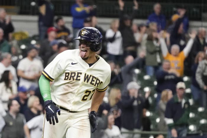 Los Angeles, United States. 16th May, 2021. Los Angeles Dodgers' Mookie  Betts (50) and Will Smith (16) celebrate after Betts scored from second on  a line drive to left field by Max