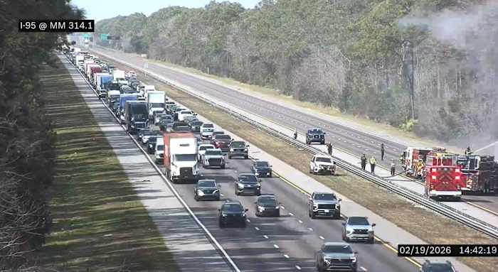 Lanes reopen on I-95 in St. Johns County after semi-truck fire sparks brush fire