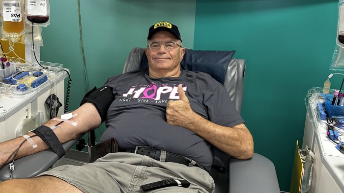 ‘I like helping people:’ Central Florida man hits donor milestone, gives 150th gallon of blood