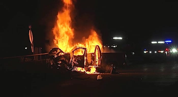 HPD: Chase ends in fiery crash in Northeast Houston