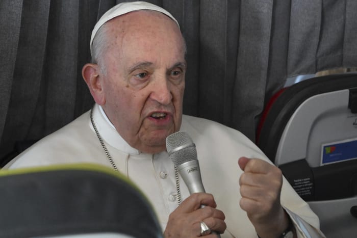 Pope discusses health, his ditched peace prayer in Fatima and LGBTQ+ Catholics in airborne briefing