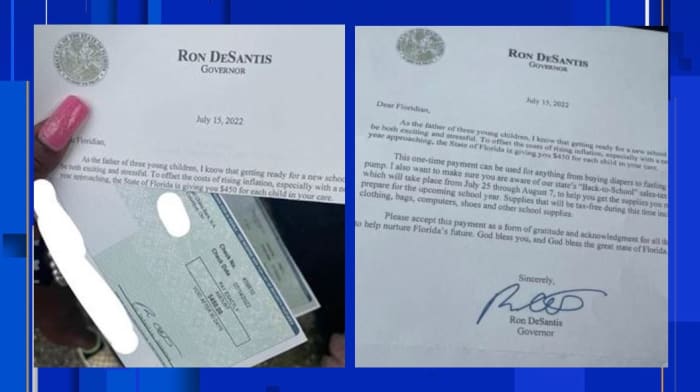 Did You Receive A 450 Check In The Mail From Gov Ron DeSantis Don t 
