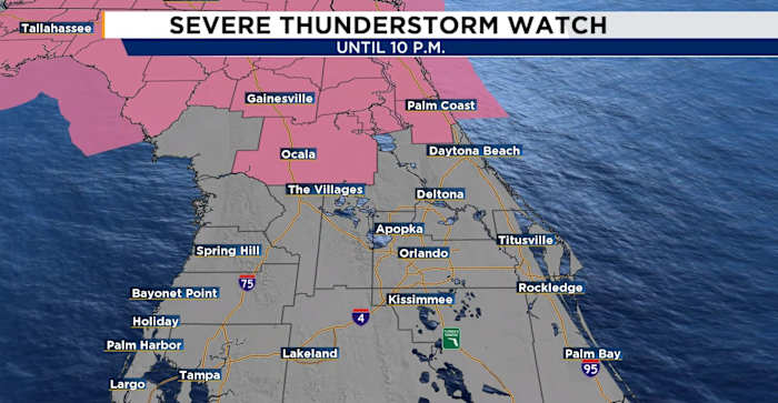 Severe thunderstorm watch in effect for parts of Central Florida