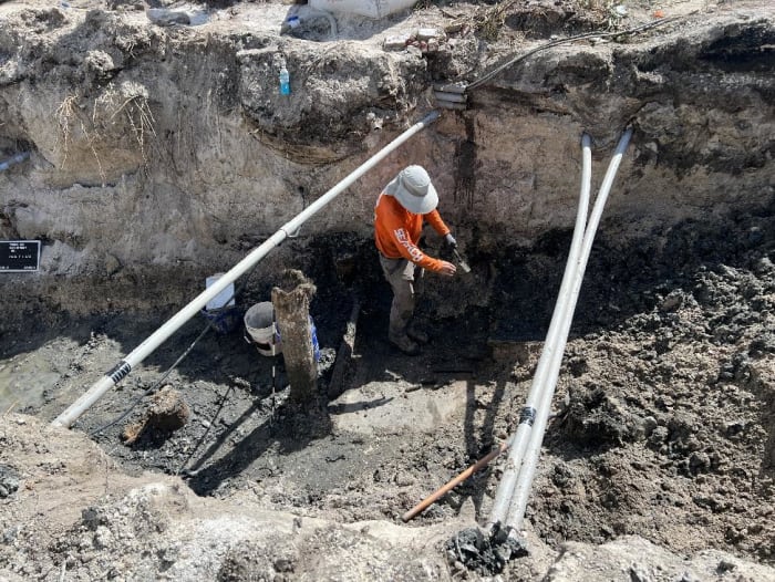 Section of 19th-century boat uncovered by construction crews during ...