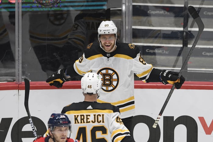 Here's Zdeno Chara standing next to his hockey son Conor Sheary