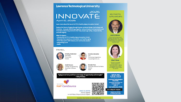 Lawrence Tech campus building hosting Innovate 2026 event on healthy aging technology innovations