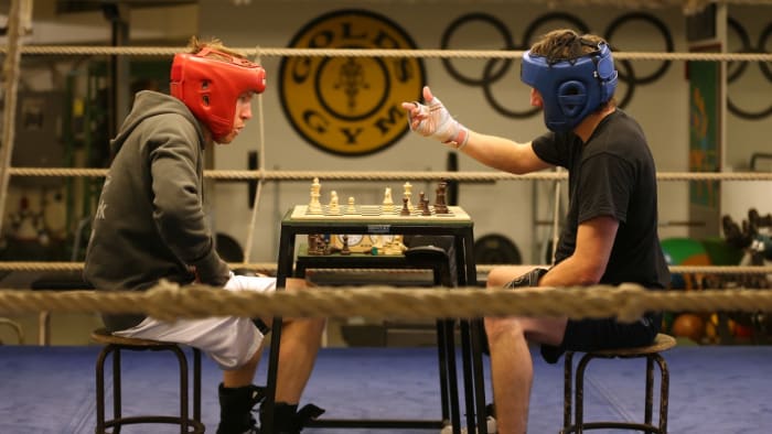 Inside wacky world of chessboxing where fighters box for three minutes then  play a round of chess