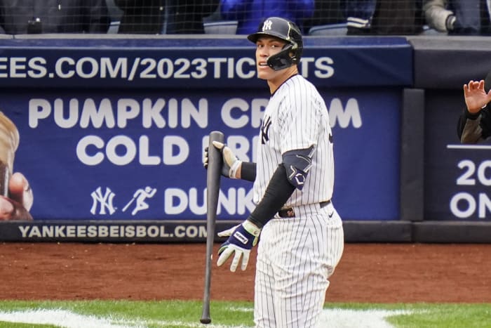 Aaron Judge and Anthony Rizzo New York Yankees Autographed 16 x 20 High Five Spotlight Photograph