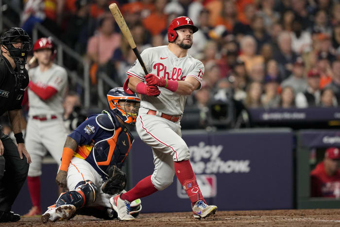 Spike This! Hoskins, Harper homer, Phils rout Braves in NLDS