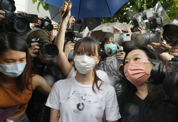 Democracy activist Agnes Chow says she still feels under the Hong Kong police's watch in Canada
