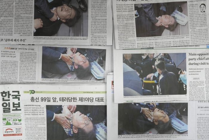 South Korean police raid house of suspect who stabbed opposition leader Lee in the neck