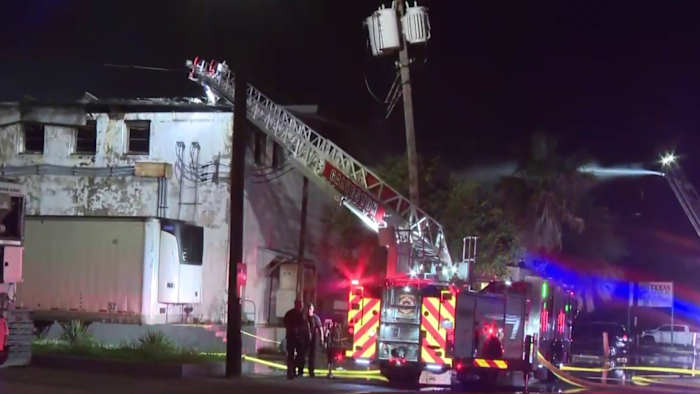 Large fire destroys Galveston seafood warehouse, firefighter sent to hospital, dog rescued