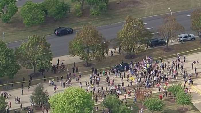 Large police presence in Dearborn as crowds gather ahead of planned protest