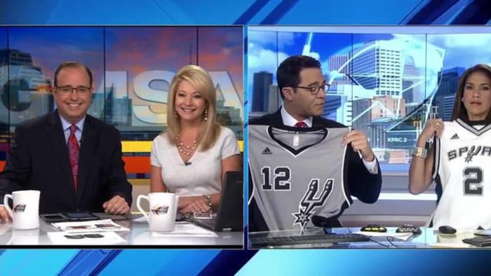 Houston TV news anchors, mayor make good on Spurs-Rockets bet