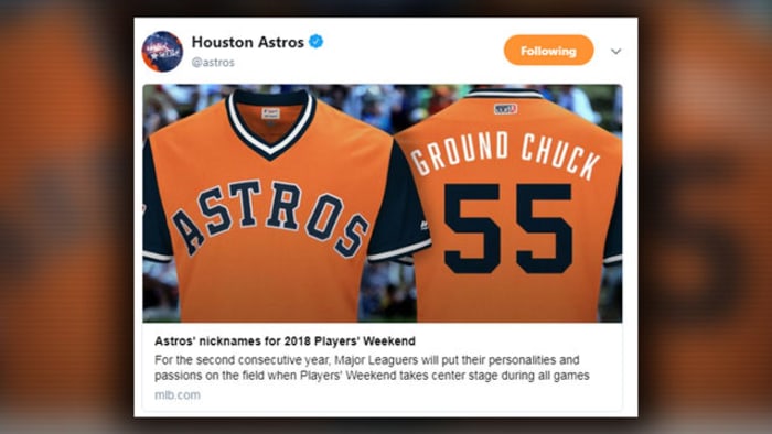 Nickname each Astros player will use during Players' Weekend