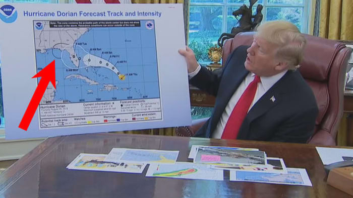 Trump displays altered map to show Hurricane Dorian hitting Alabama