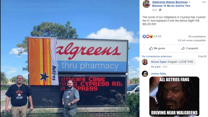 No go logo: Cypress Walgreens hides W with Astros banner