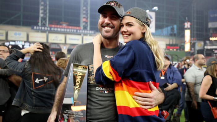 Kate Upton & the Legend of the Houston Astros Rainbow Cardigan