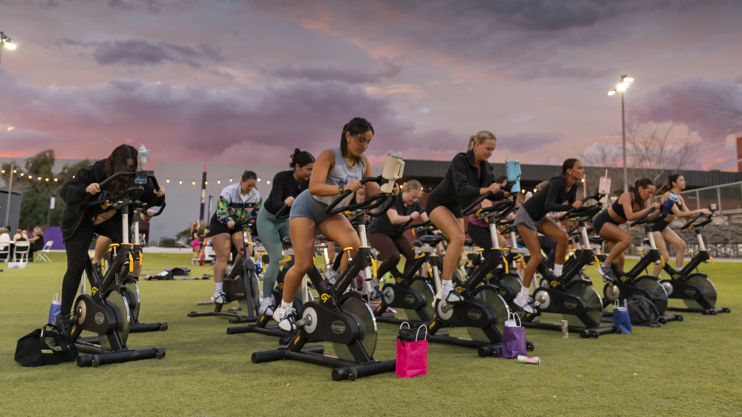Fit Fest - women doing spin on bikes