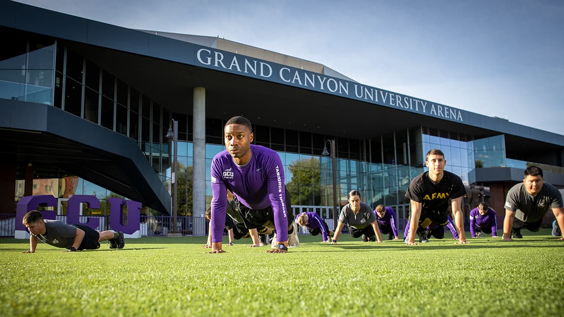 ROTC members doing pushups