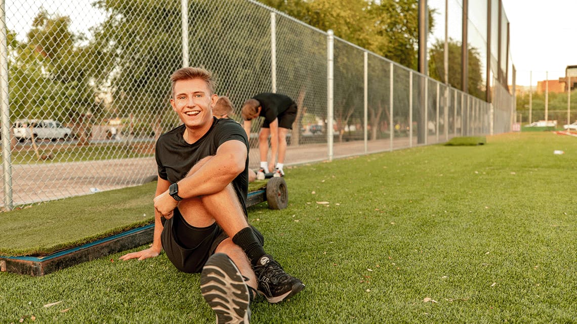 ROTC recruit stretching