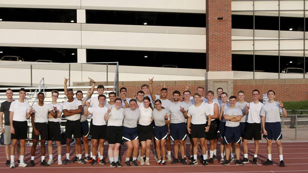 AFROTC in PT attire at ASU's track