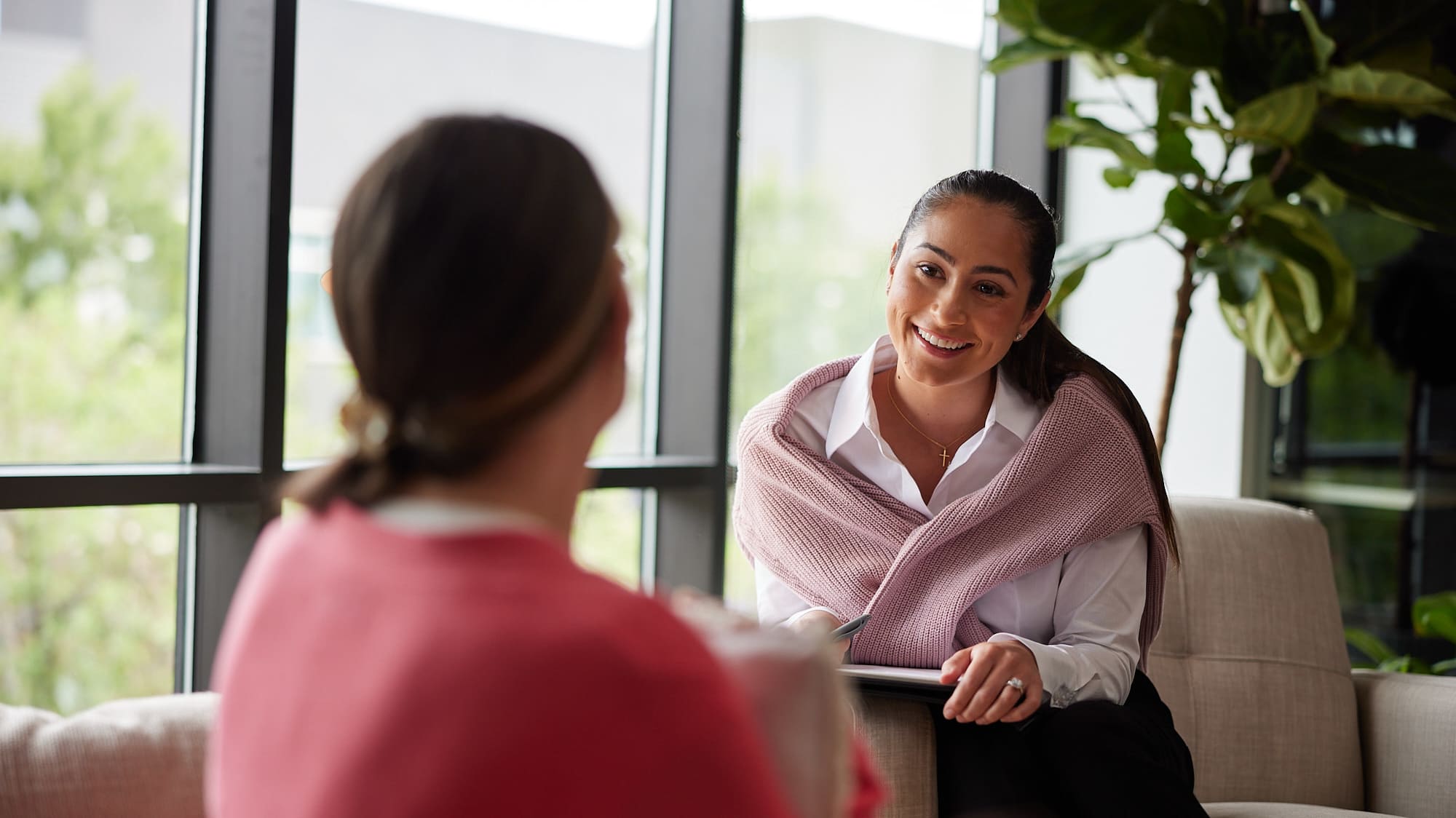 Counselor talking to patient