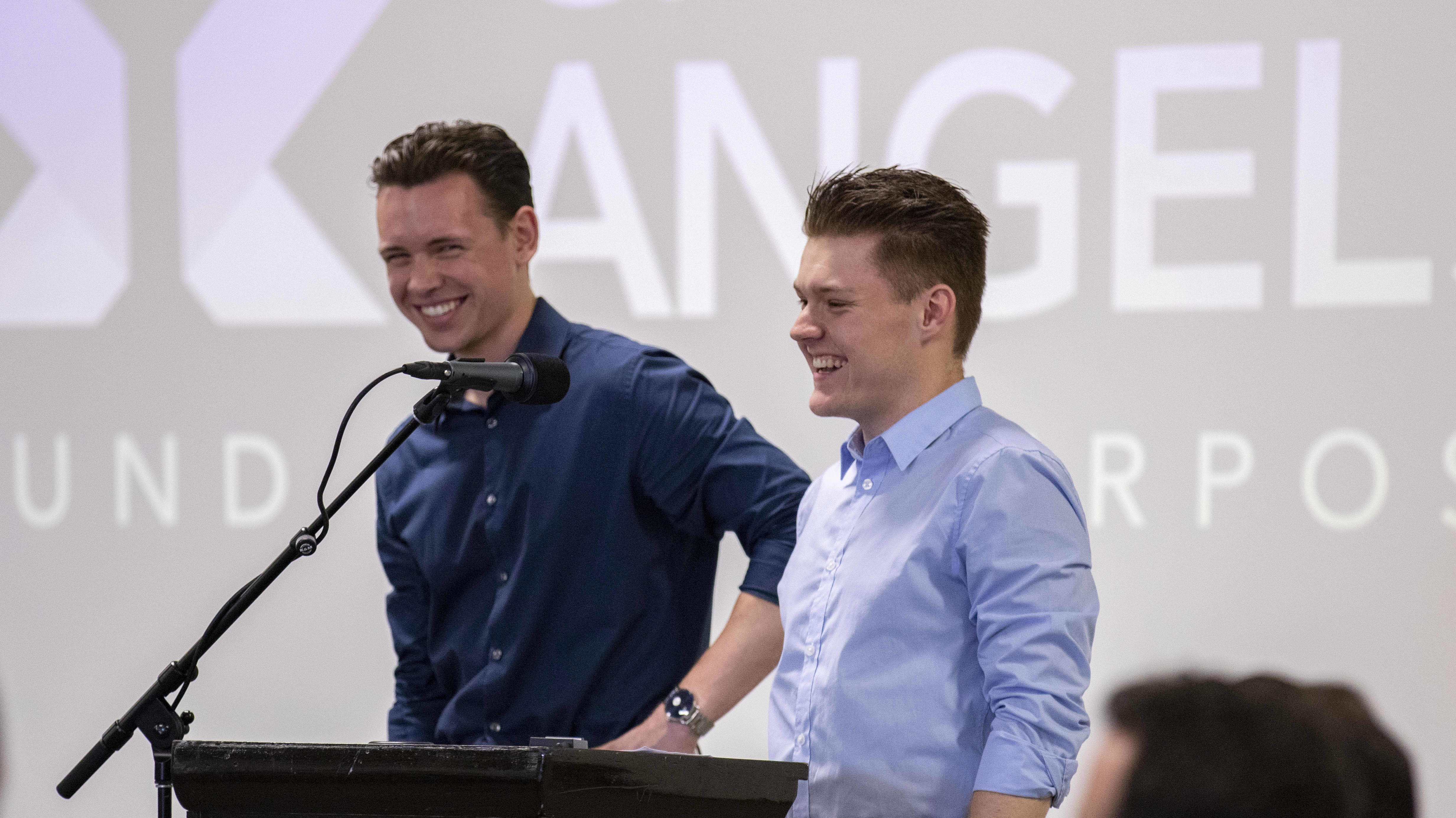 students give a presentation at a canyon angels event