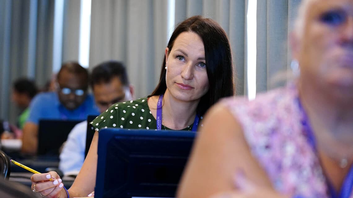 Woman studying in class 