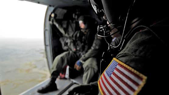 Soldiers ready to jump out of plane