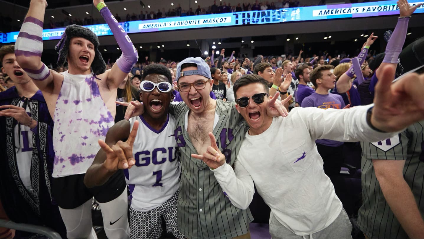 Group of male students at GCU Havocs game