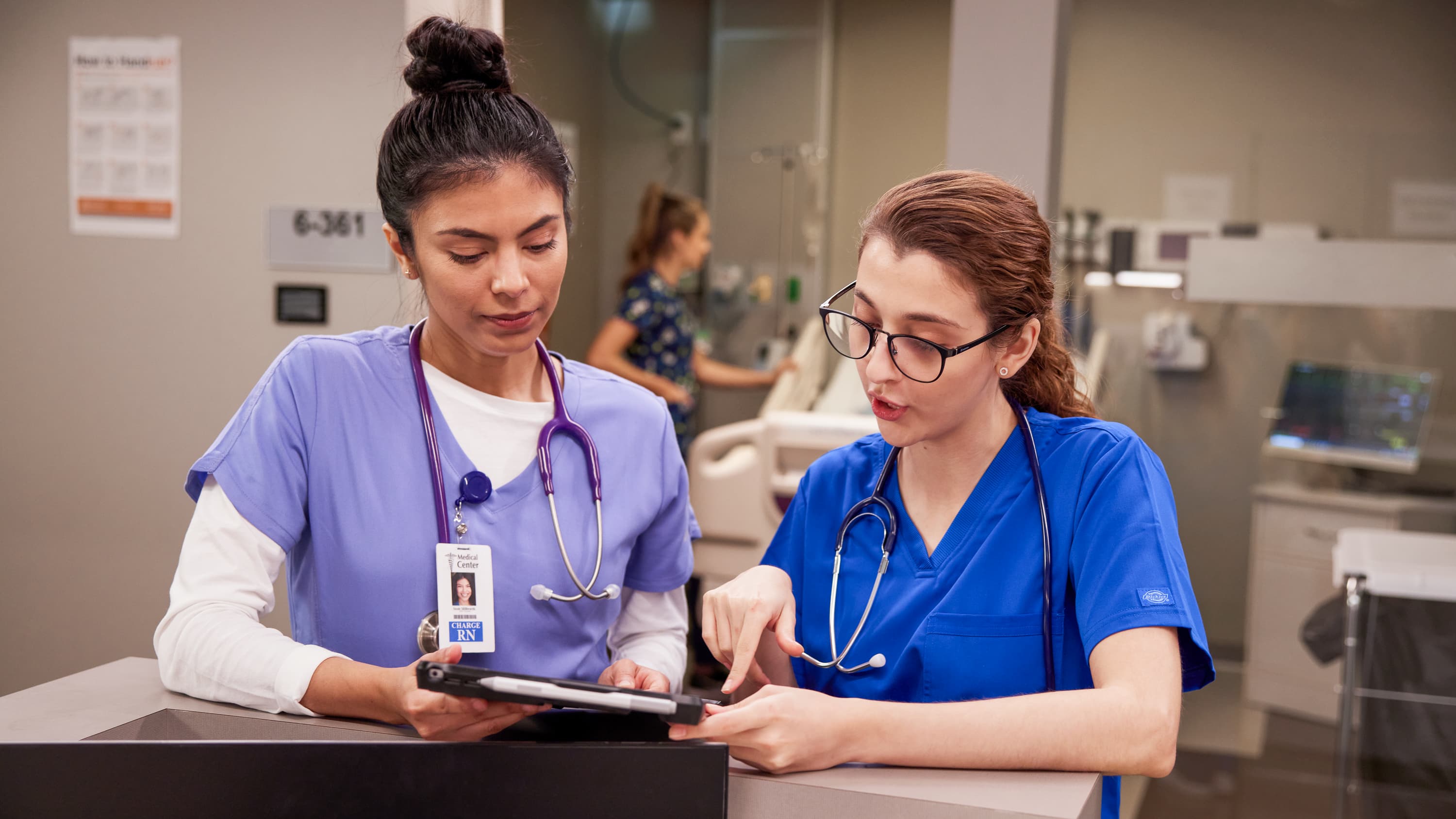 Nurses communicating with each other