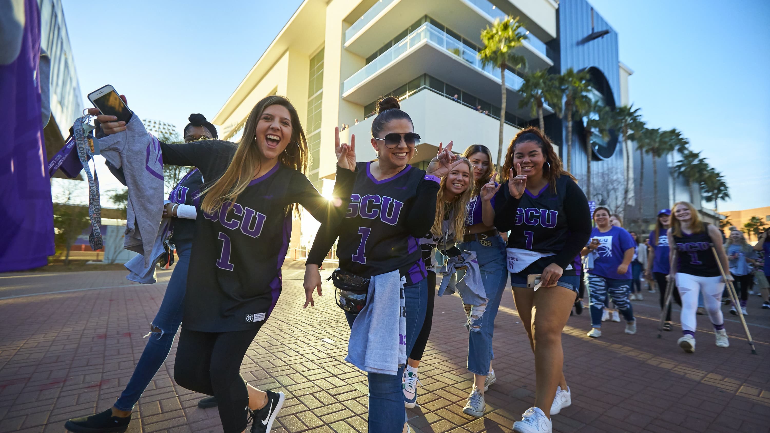 Students walking together on campus