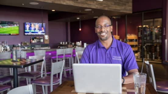 Male doctoral student doing homework at Canyon 49