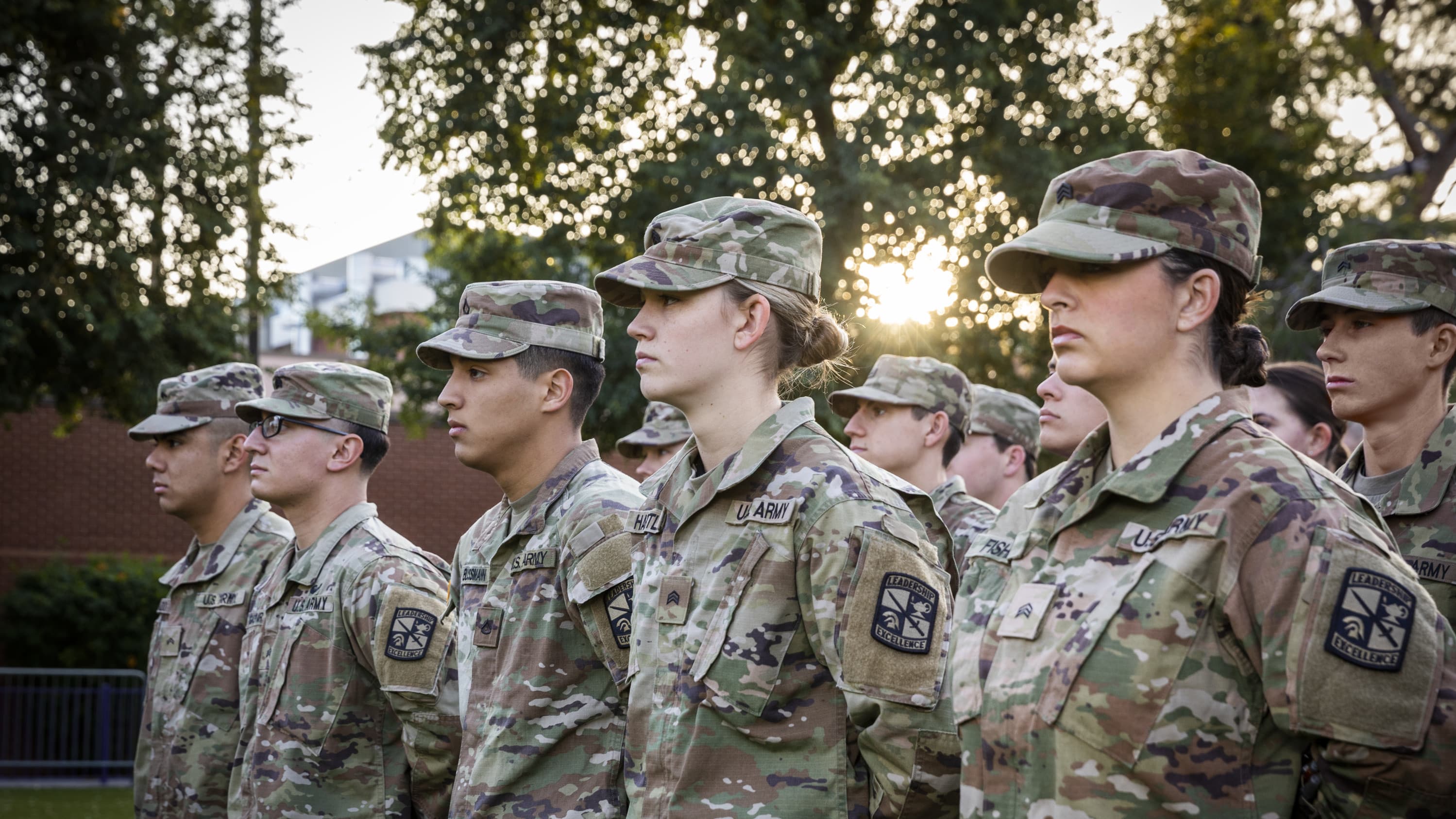 people in arm fatigues in rotc program