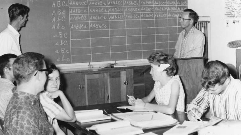 Henry M. Mann teaching a Biology Class, 1950s