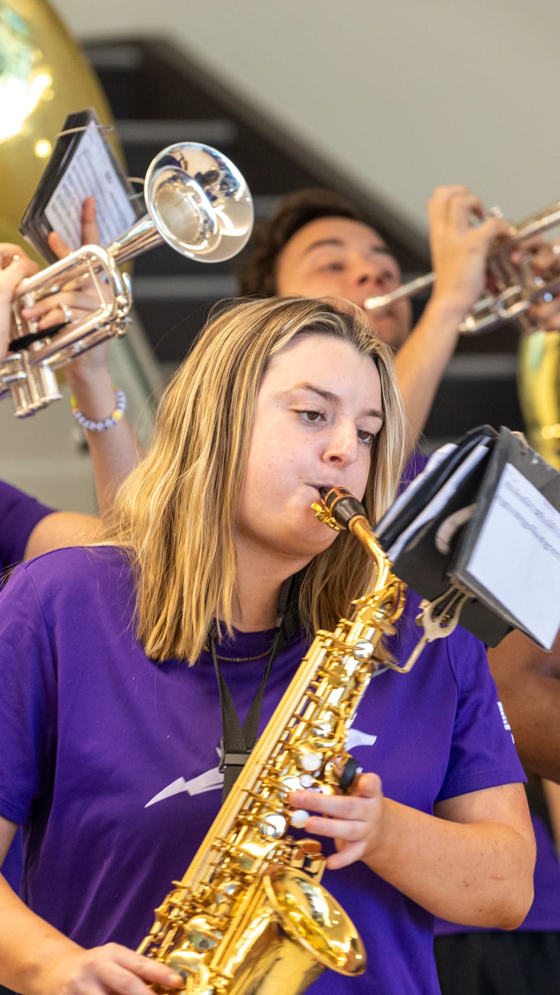 Pep band brass section performs at the ABSN Chandler Grand Opening