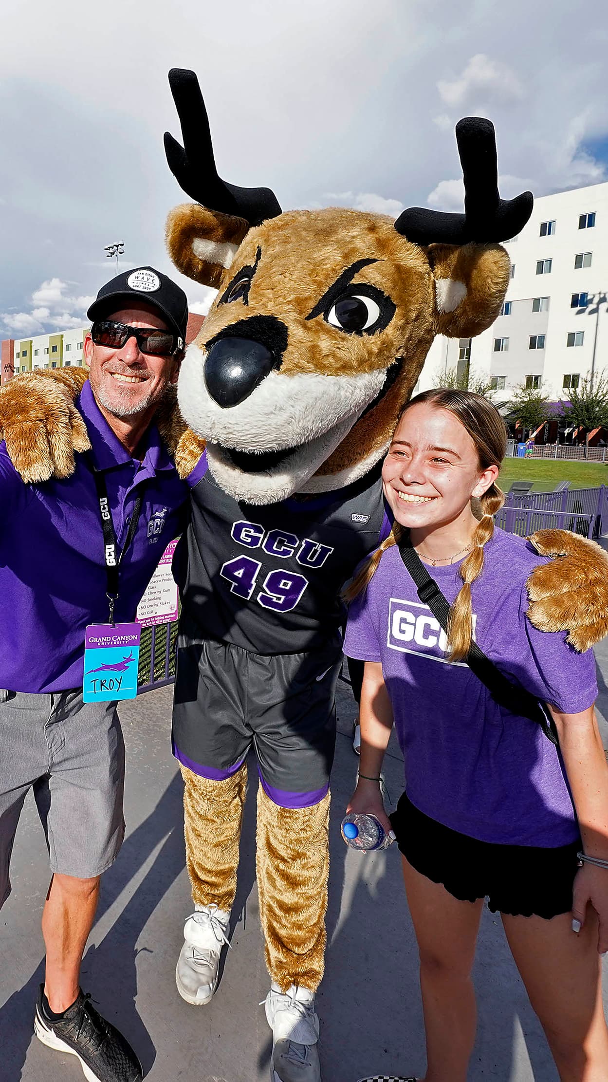 a father and daughter take a picture with Thunder