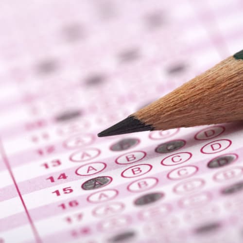 Optical form of an examination with pencil - stock photo