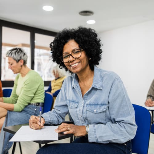 Adults taking a certification test