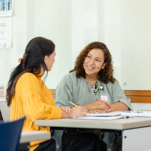 School counselor social worker in a meeting