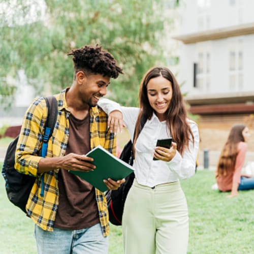 Two College students making appointments to see there counselors.