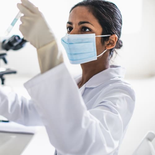 Scientist working in the laboratory - stock photo