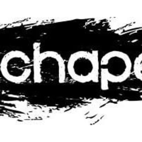 Chapel logo on black background with white cross image and chapel in white text