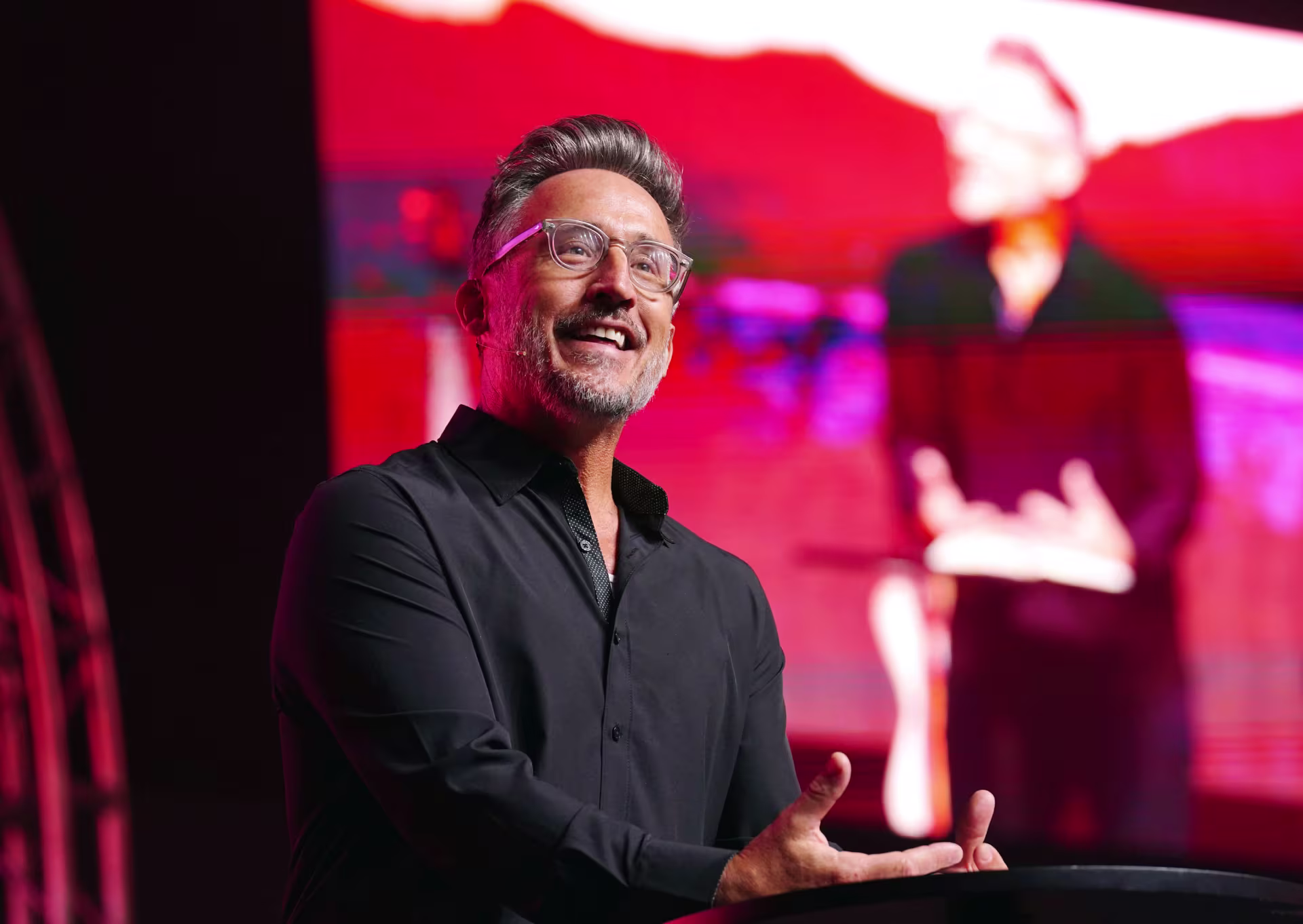 Entertainment manager talking to crowd