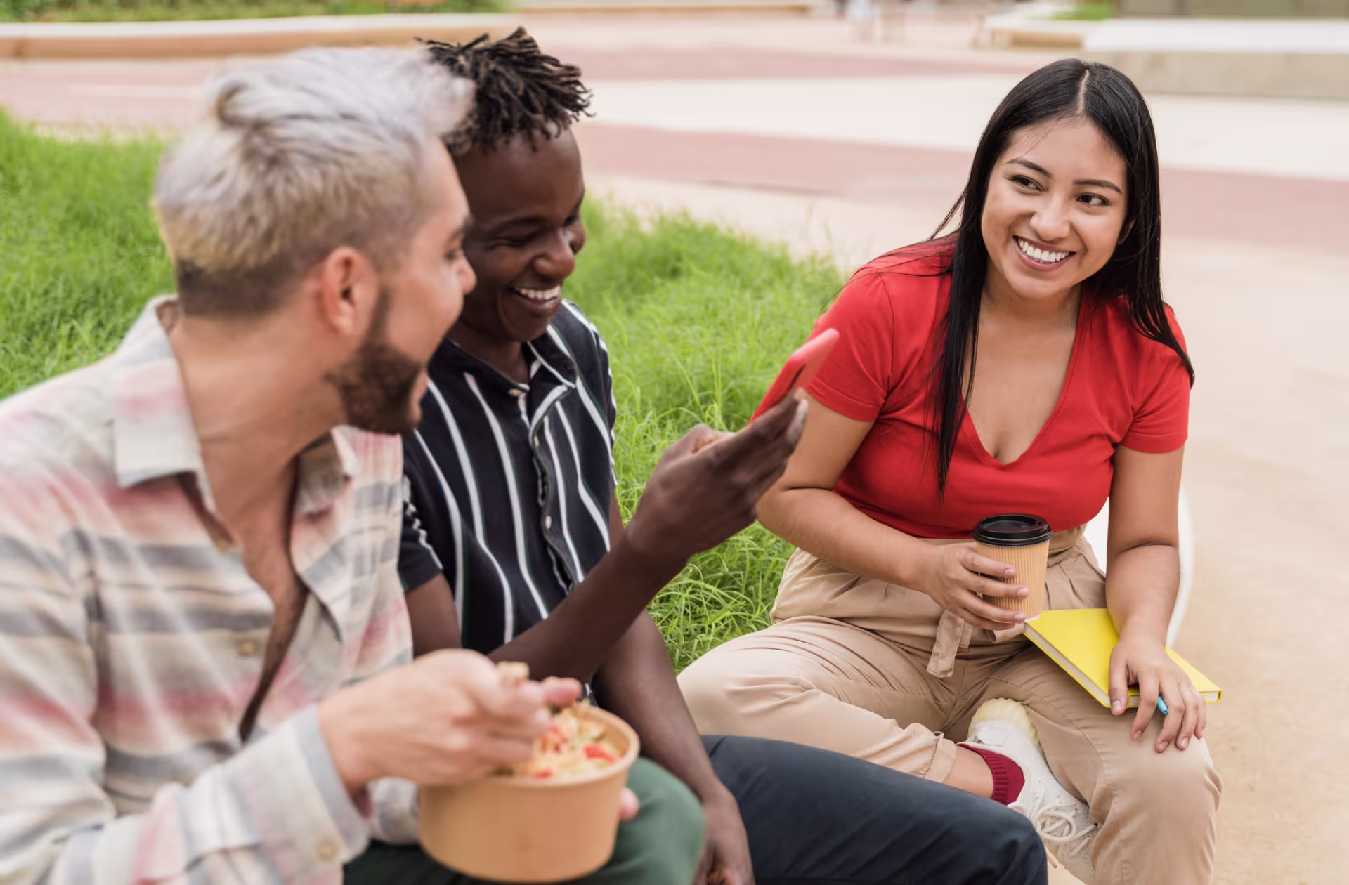 student hanging out talking and laughing together