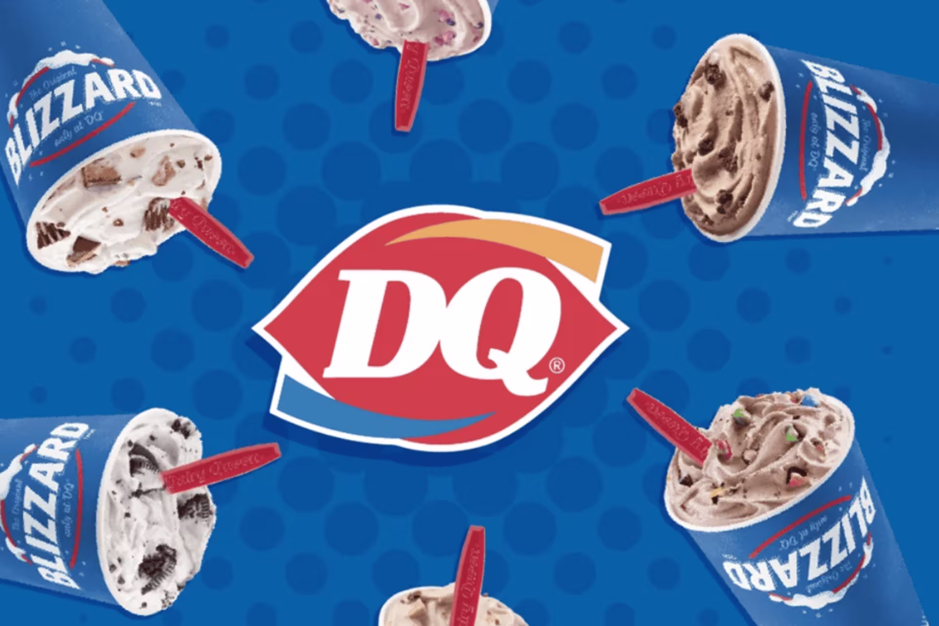 Dairy Queen blizzards floating around DQ logo