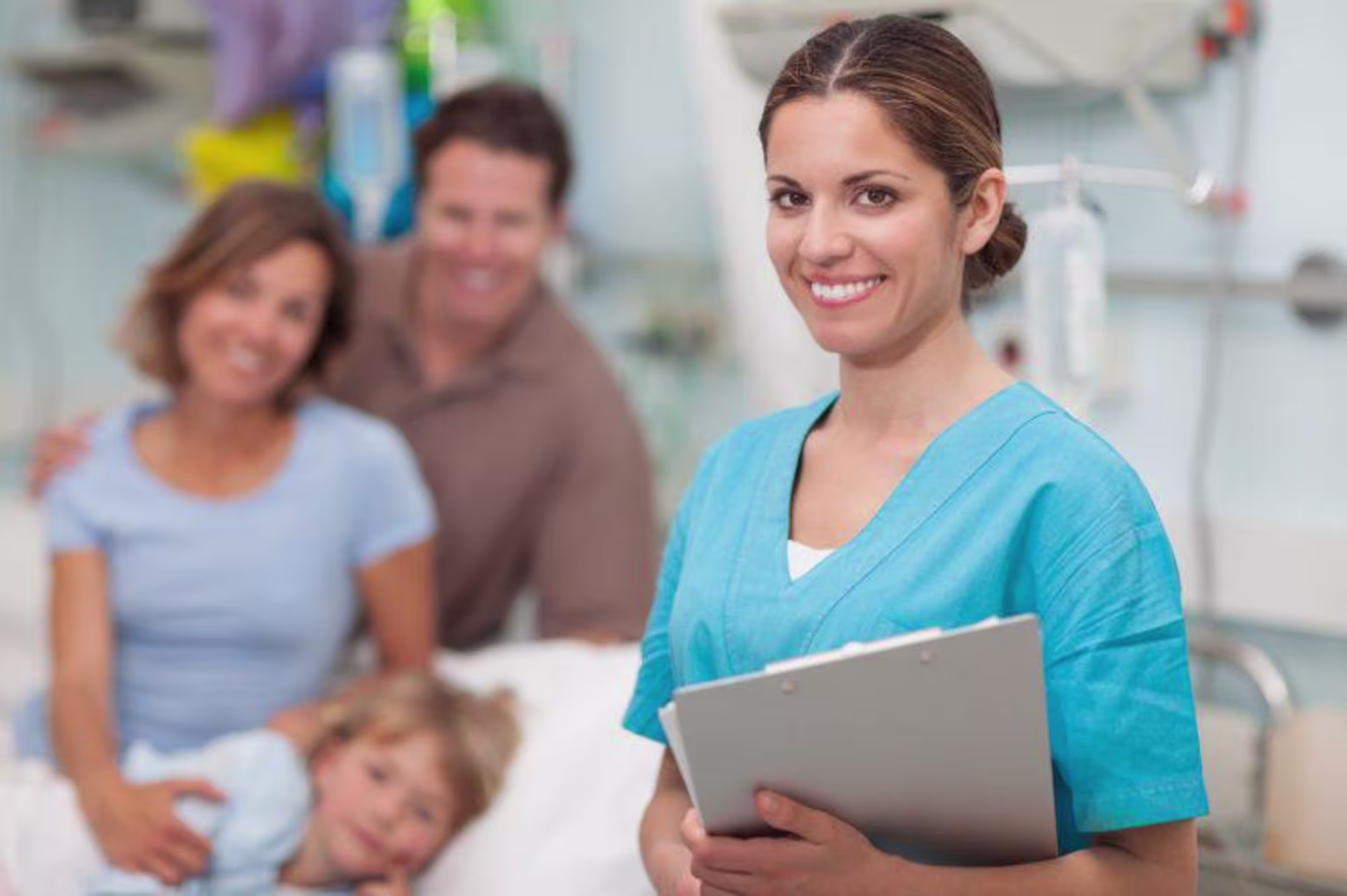 Nursing students in a clinical setting with patients 