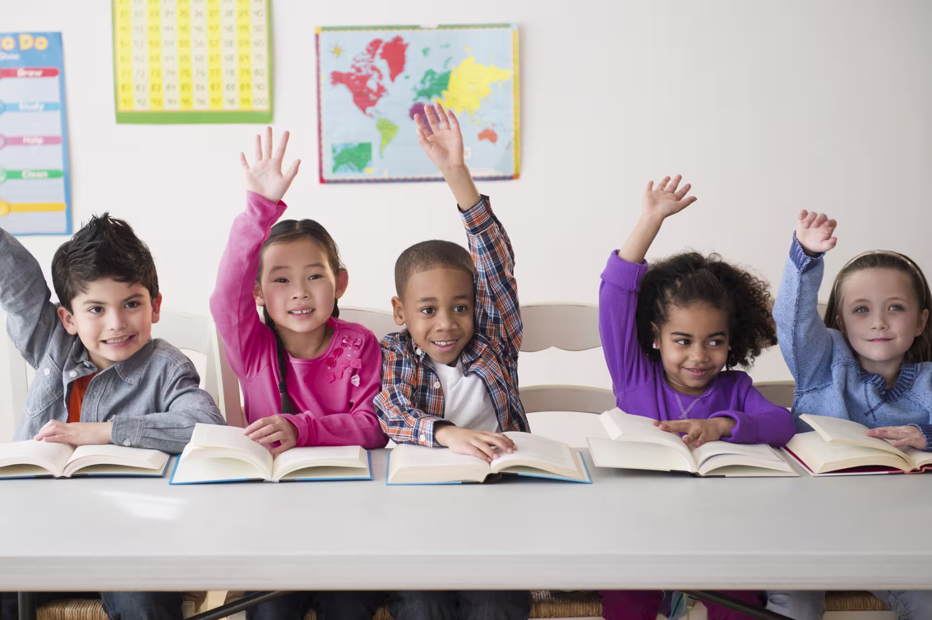 Students reading in the classroom